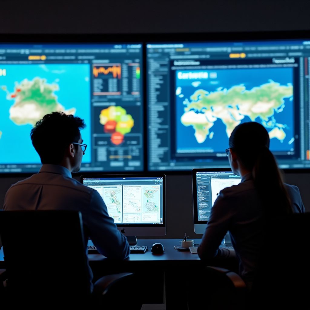 Profesionales analizando gráficos de inversión petrolera